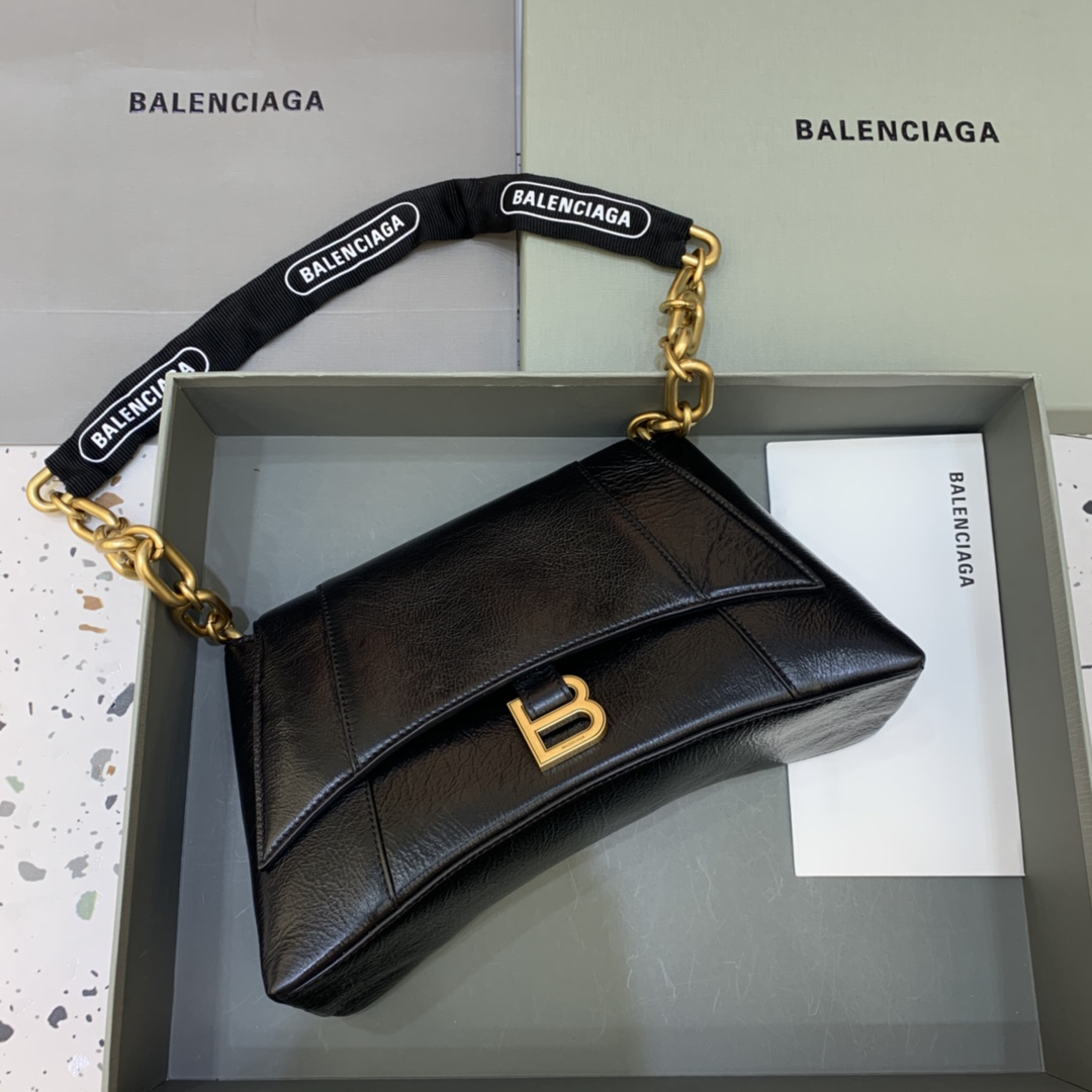 Balenciaga Downtown Small Shoulder Bag With Chain Black